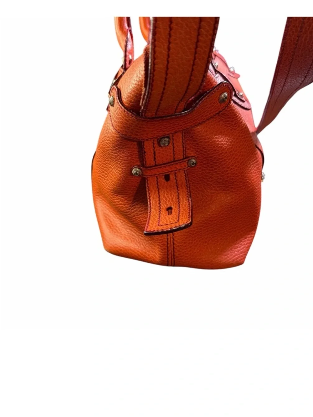 Low start - Salvatore Ferragamo Orange Pebble Leather Top-Handle & Crossbody Bag - Picture 3 of 10